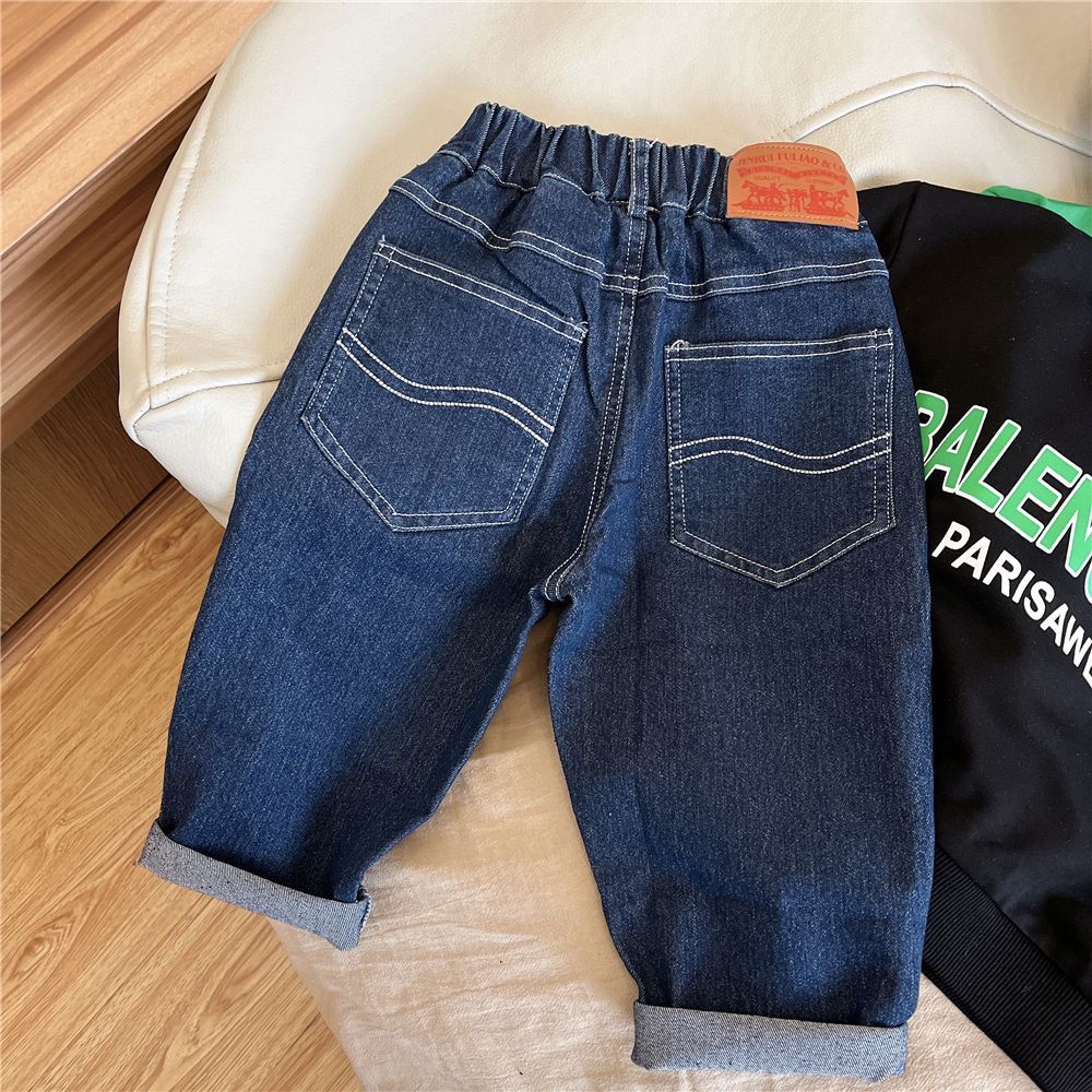 กางเกงยีนขายาว อเนกประสงค์ แฟชั่นฤดูใบไม้ผลิ และฤดูใบไม้ร่วง สไตล์เกาหลี สําหรับเด็กผู้ชาย 2023