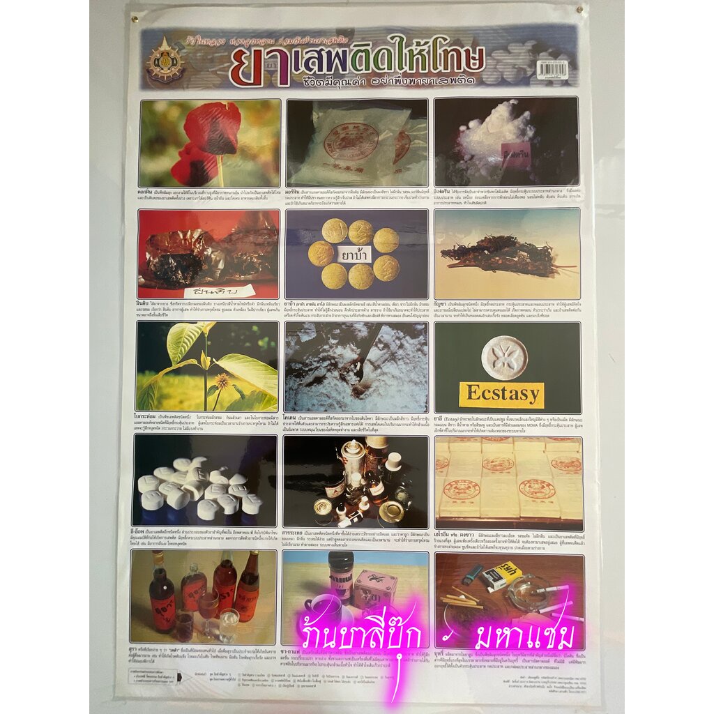 ภาพโปสเตอร์ยาเสพติดให้โทษ - [No.55] - (53x78cm กระดาษอาร์ตมัน 4 สี แบบหุ้มพลาสติก) แผ่นภาพประกอบการศึกษา สื่อการเรียน...