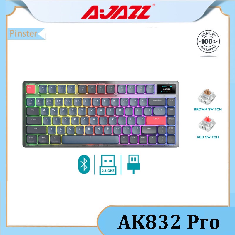 Ajazz AK832 Pro ปะเก็นหน้าจอ TFT โปรไฟล์ต่ํา คีย์บอร์ดเชิงกล