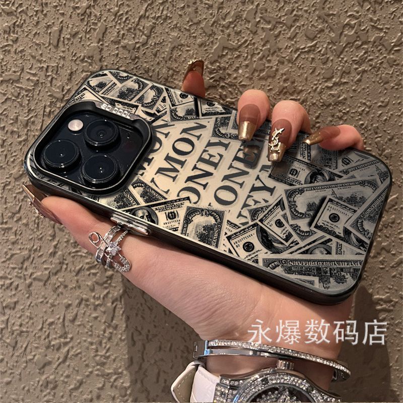 Retro อเมริกันมีดปุ่มโลหะ Apple 14/15/16/17promax เคสโทรศัพท์ Iphone13promax 12/11 Frosted 7/8P 16Pro ปกอ่อน