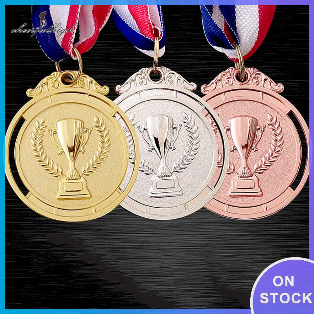 ✿Cheerfulhigh✿ เหรียญรางวัล สีทอง สีเงิน สีบรอนซ์ 2 นิ้ว พร้อมริบบิ้น สําหรับโรงเรียน กีฬา ประชุม ✿