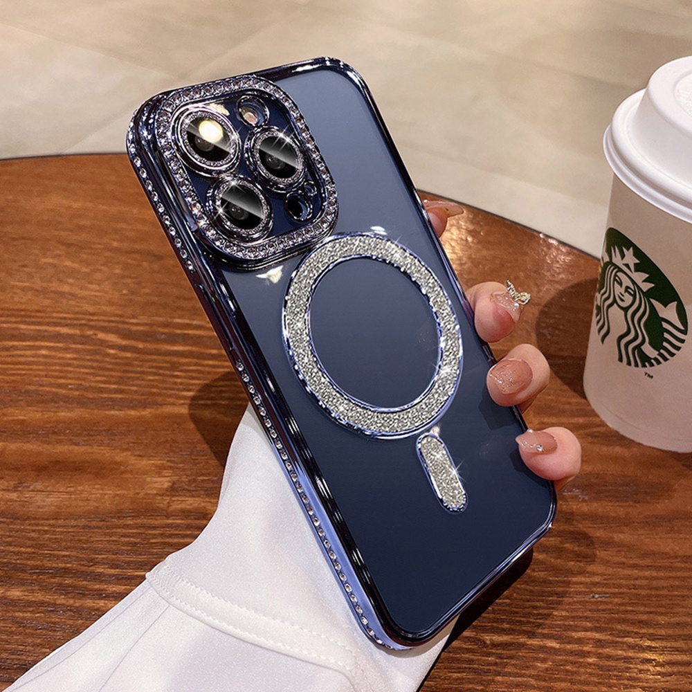 เคสโทรศัพท์มือถือ ซิลิโคนนุ่ม ใส กันกระแทก ประดับเพชร รูปที่ 5