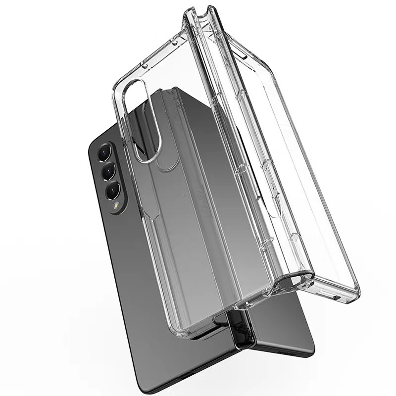 เคสโทรศัพท์สําหรับ Samsung Galaxy Z พับ 7 6 5 4 3 5g พร้อม s ช่องเสียบปากกาผู้ถือบานพับฝาครอบพลาสติกใส B03