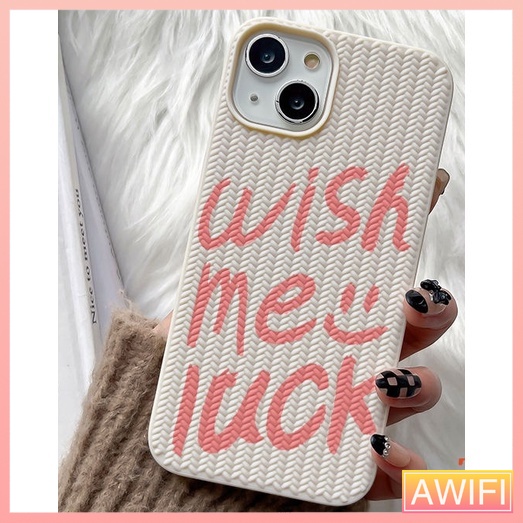 AWIFI เคสโทรศัพท์มือถือ ผ้าถัก ลายภาษาอังกฤษ สีชมพู สําหรับ 11 12 13 14 Plus Pro 7 7plus 8 8plus X xs xsmax #5041