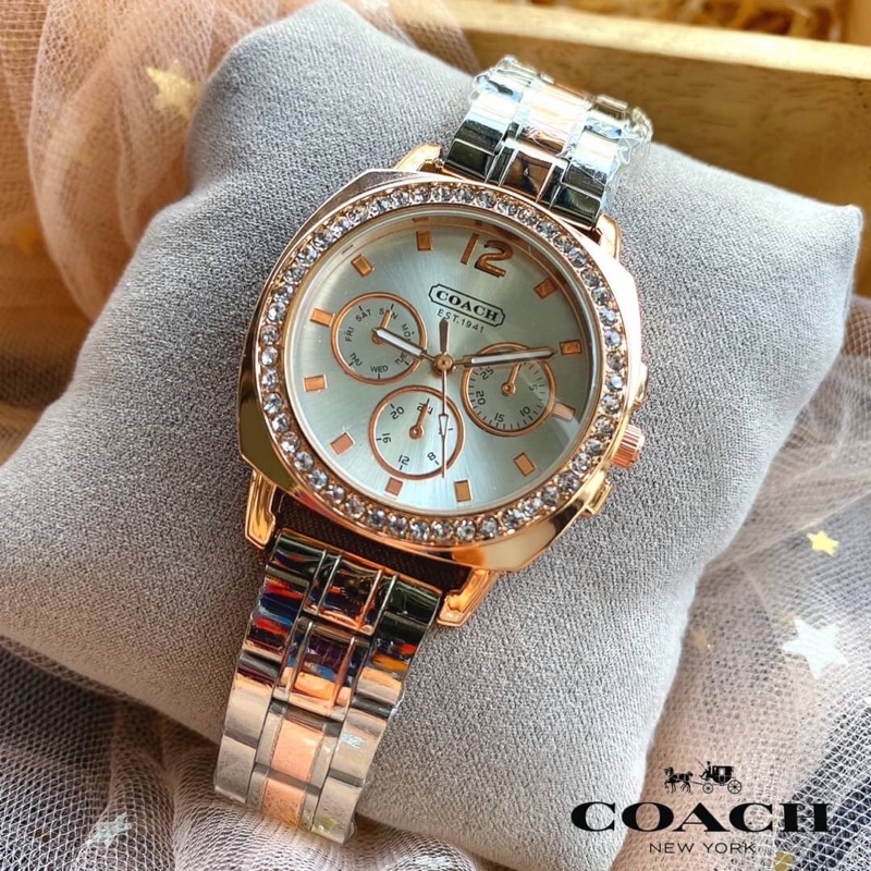 Watch Shop 🔥นาฬิกาข้อมือ Coach งานแท้💯%พร้อมกล่อง รุ่นนี้มีสายสองสีสุดสวยไม่แพง