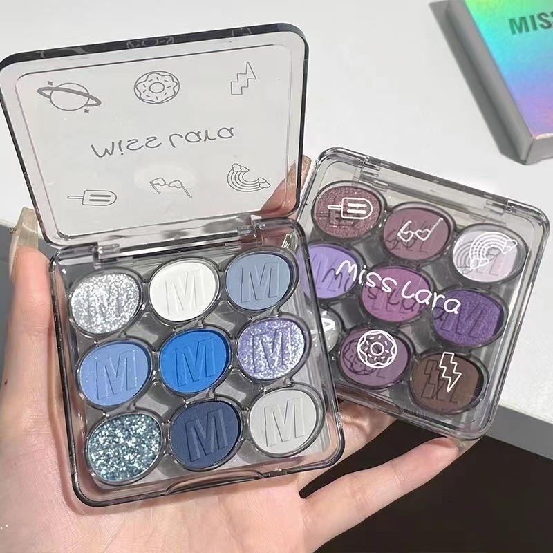 Miss Lara พาเลทอายแชโดว์ 9 สี เนื้อแมตต์ แวววาว สีสันสดใส ติดทนนาน ธรรมชาติ กันน้ํา