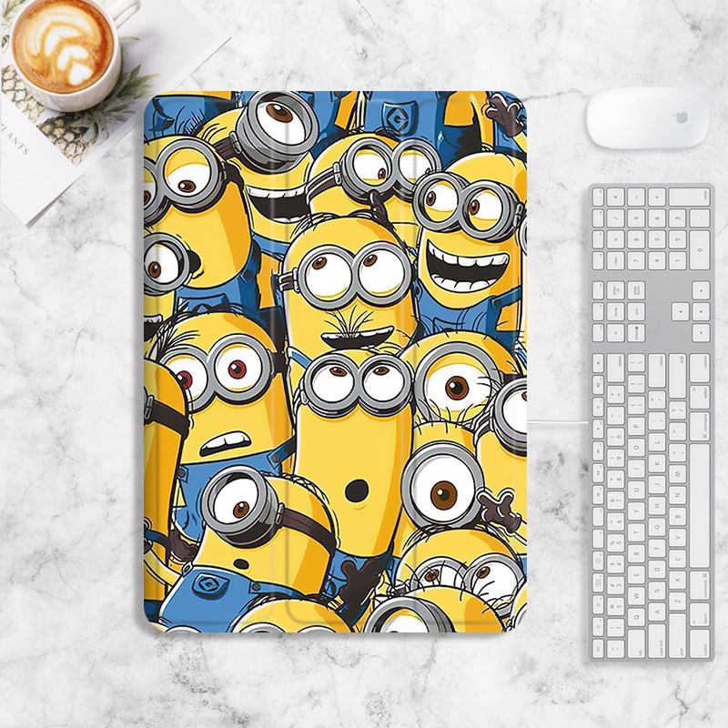 เคส ลายมินเนี่ยน พร้อมช่องใส่ปากกา สําหรับ ipad 10.2 gen 7 8 9 air1 2 3 4 5 mini 1 2 3 4 5 6 2017 2018 pro11 2022 gen10