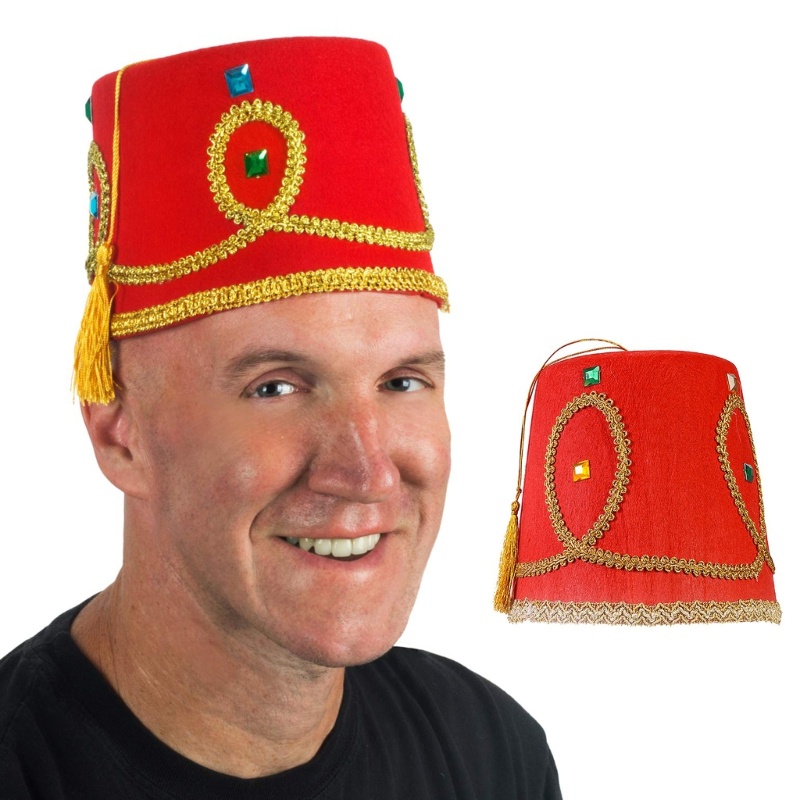 POOP Fancy Fez Hat Hat อุปกรณ์เสริมเครื่องแต่งกายธีมโมร็อกโกที่สะดุดตา