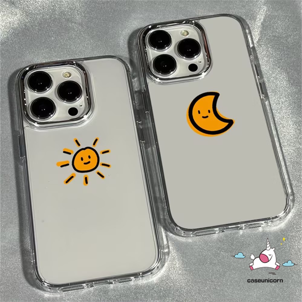 เคสโทรศัพท์มือถือ แบบใส ลายการ์ตูนดวงจันทร์น่ารัก ป้องกันเลนส์ สําหรับ IPhone 15 13 11 14 12 Pro Max 7Plus XR 8 15 6S 7 6 Plus SE 2020 X XS Max