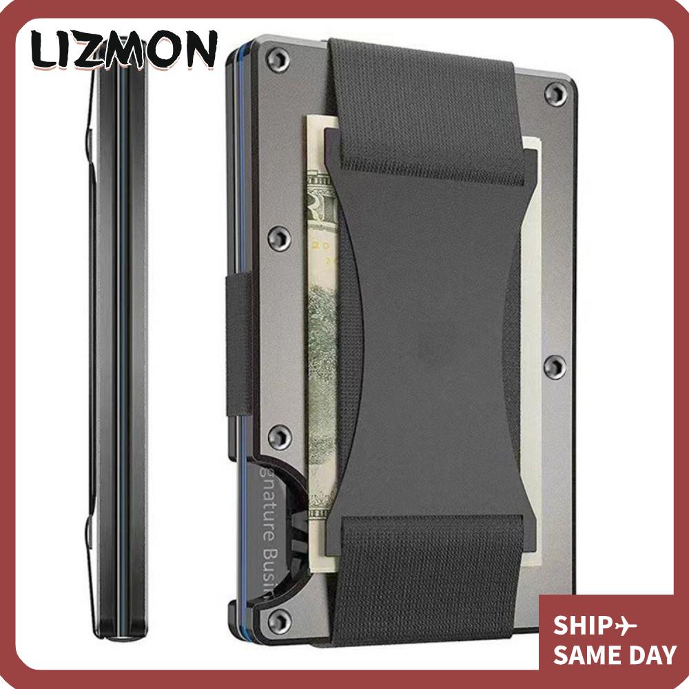 Lizmon ที่เก็บบัตรเครดิต กระเป๋าสตางค์ โลหะ อลูมิเนียมอัลลอย แบบบาง RFID