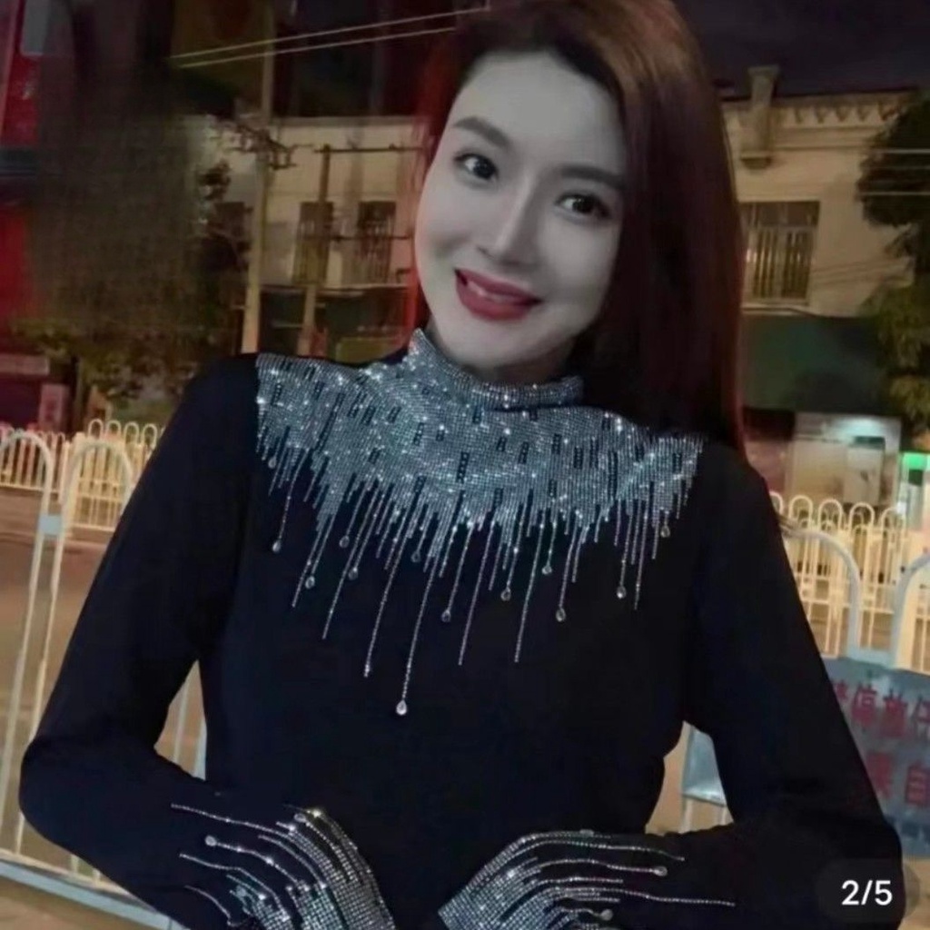 Hot Diamond ใหม่แฟชั่น Bright Diamond เสื้อยืด Plus Size Top
