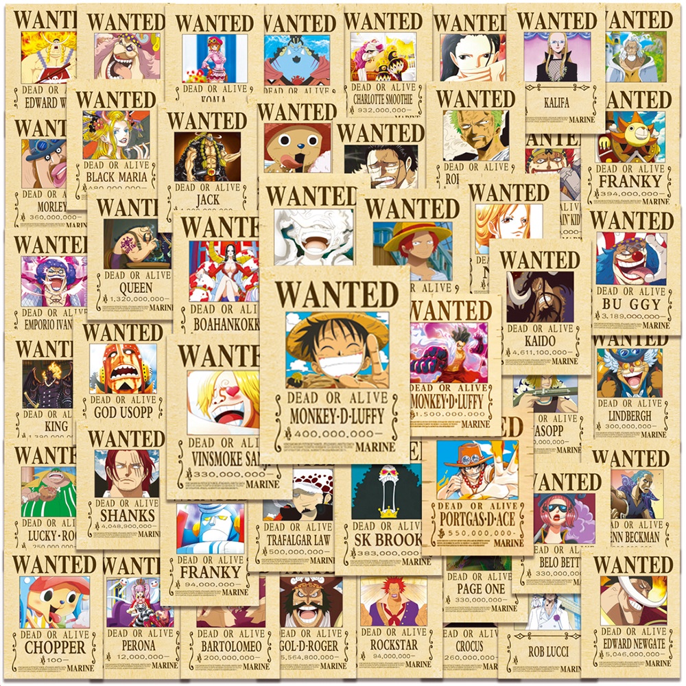 ❉ One Piece Wanted Series 01 Stickers ❉ 50Pcs/Set DIY Fashion Waterproof Doodle Decals Stickers
