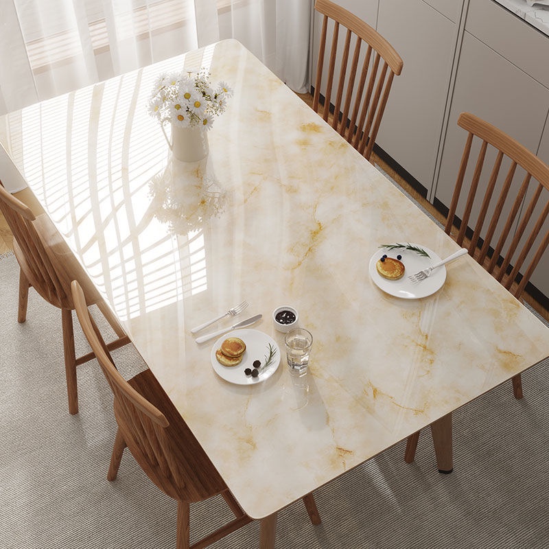 แผ่นปูโต๊ะอาหาร PVC แบบหนา กันน้ำ กันร้อน กันน้ำมัน ไม่ต้องล้าง แผ่นรองโต๊ะ ทนทาน ไม่ทิ้งคราบ ปกป้องการเสียหายของโต๊ะ พร