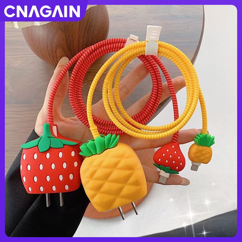Cnagain เคสป้องกันที่ชาร์จ ลายการ์ตูนน่ารัก และปลอกหุ้มหัวชาร์จ ซิลิโคน สําหรับ iPhone 18W 20W Apple