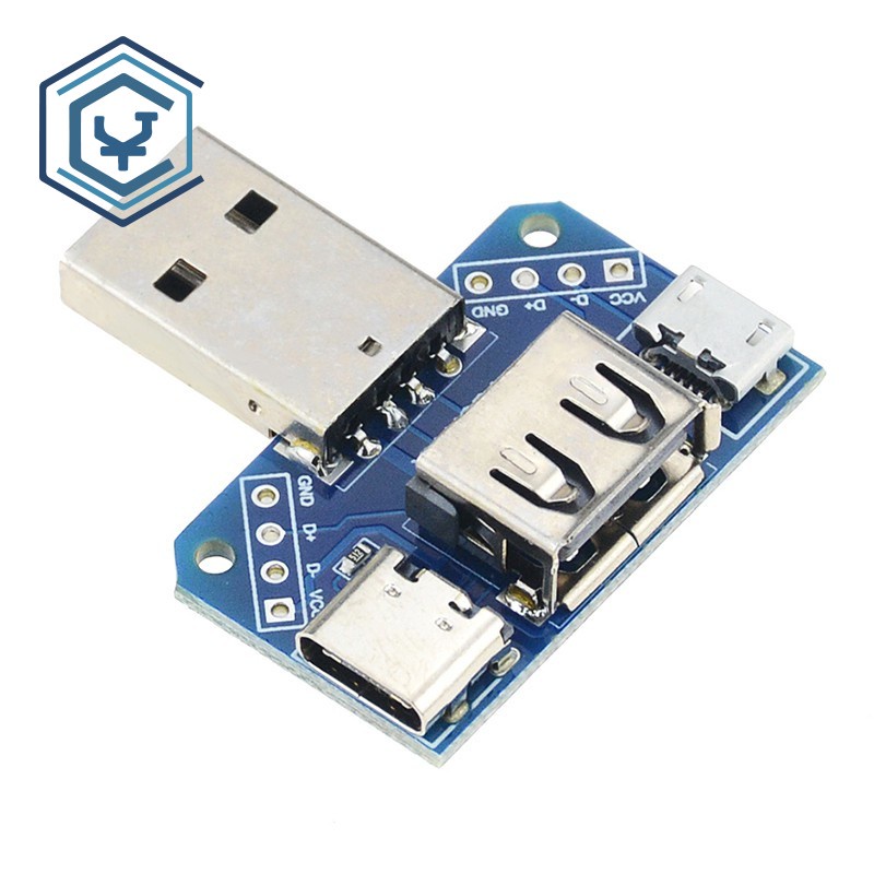 1PCS 4 in 1 USB to Micro to Type-C 4P 2.54mm Connector อะแดปเตอร์แผ่นชายหญิง USB Connector