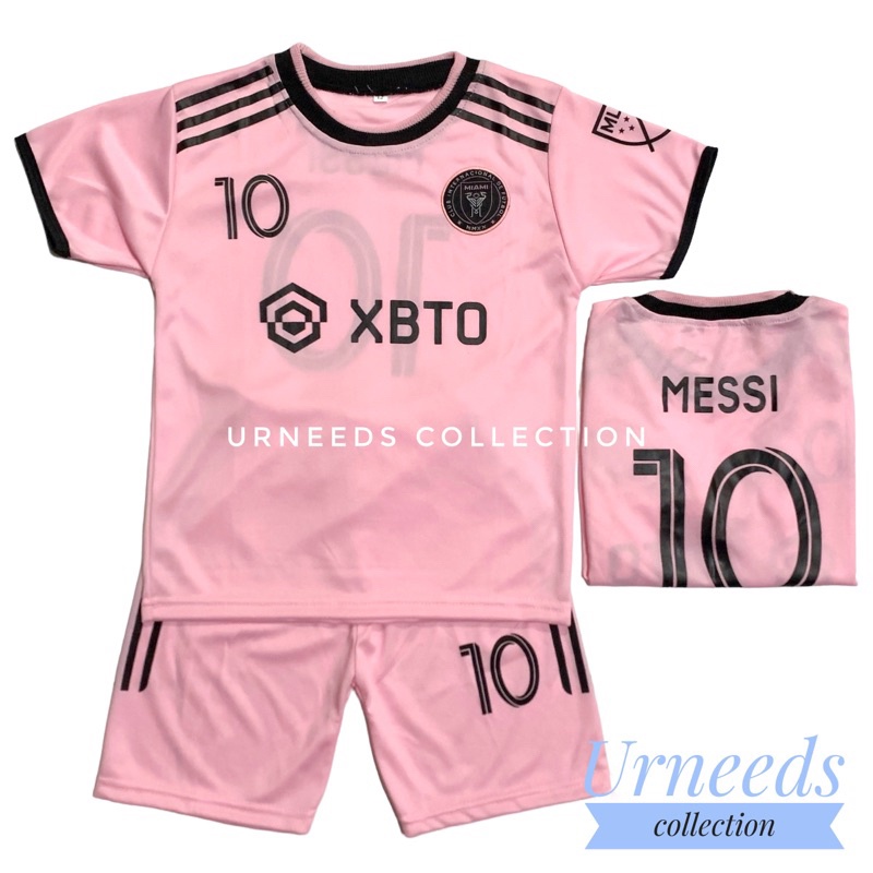 Dunia FASHION ID ชุดลูกบอลเด็กล่าสุด 2024/FUTSAL JERSEY/INTRMIAMI MESSI PINK Boys Ball ชุดเสื้อ