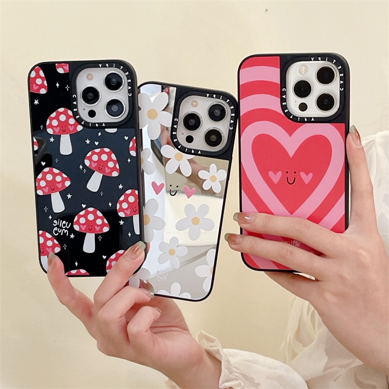 Casetifg เคสโทรศัพท์มือถือ ซิลิโคน กันกระแทก ลายดอกไม้เห็ด พร้อมกล่อง สําหรับ iPhone 15 11 12 13 14 Pro Max