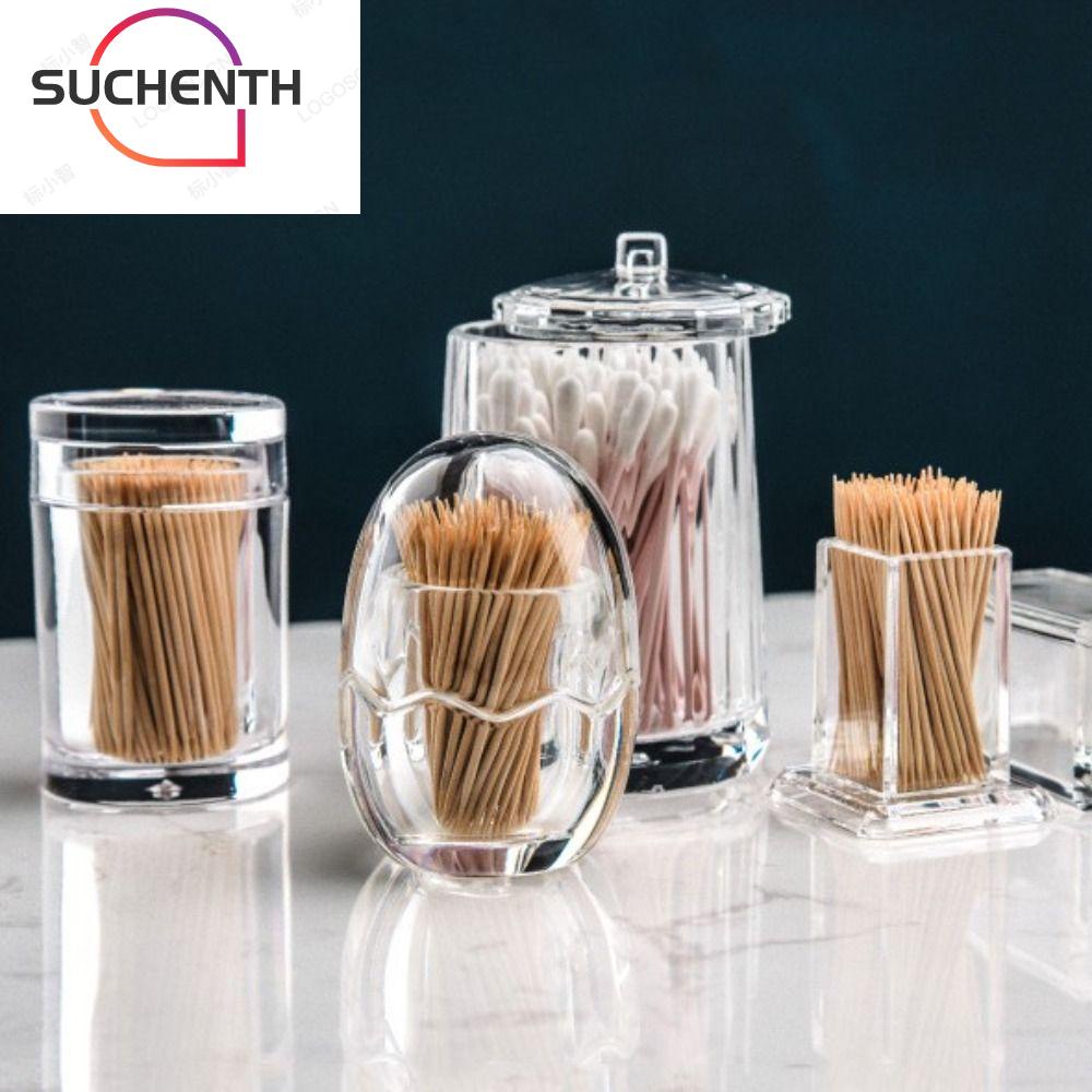 Suchenth ที่ใส่ไม้จิ้มฟัน ขวดไม้จิ้มฟัน อะคริลิคใส หนา กันฝุ่น สร้างสรรค์ กันตก กล่องเก็บของ บ้าน