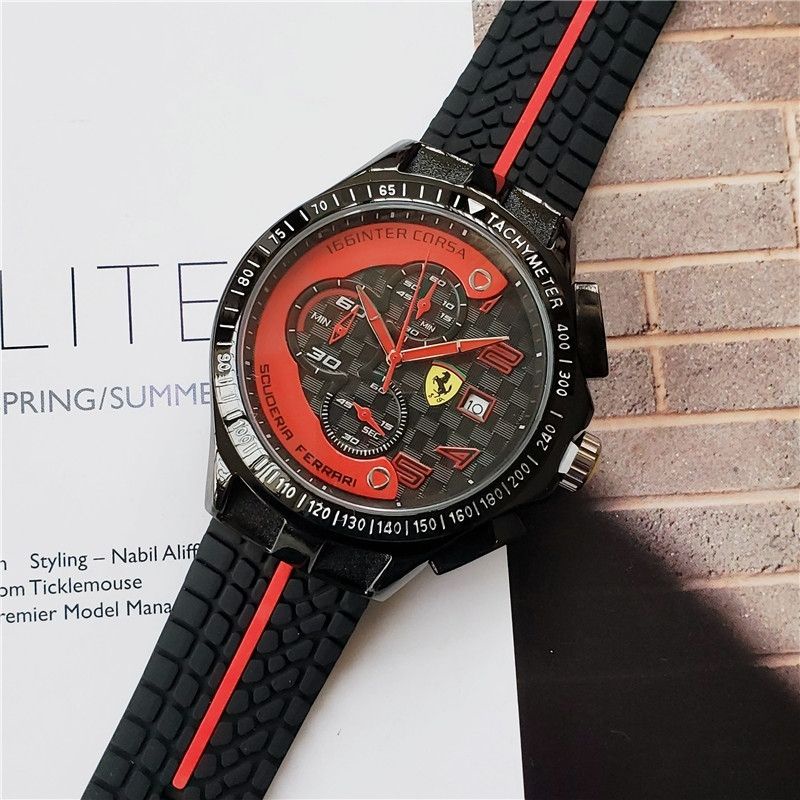 Ferrari Merchandise Boutique นาฬิกาข้อมือควอตซ์แฟชั่น สายนิ่ม สไตล์เรโทร สําหรับบุรุษ 488