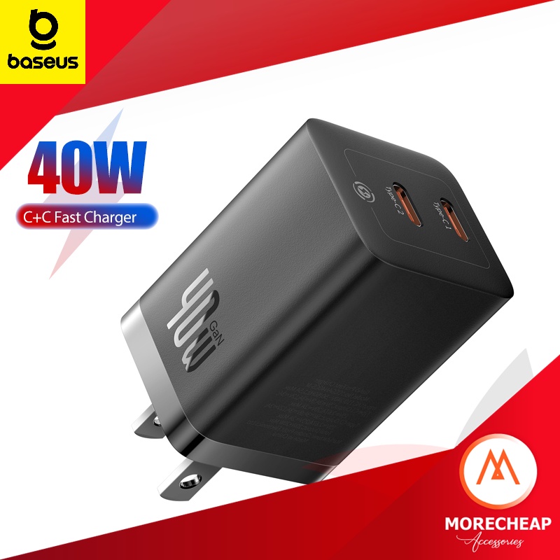 ถูก/แท้ Baseus GaN5 Pro 40W FastCharger Adapter TypeC หัวชาร์จสำหรับไอโฟน ไอแพด Adapter 40w