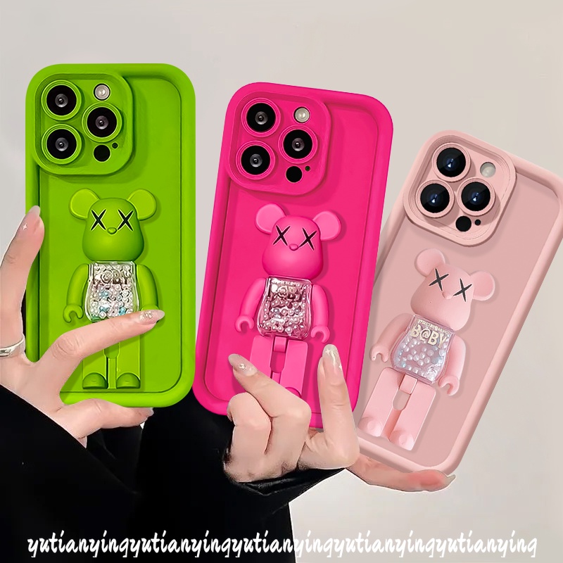 เคสโทรศัพท์มือถือแบบนิ่ม เรืองแสง ลายการ์ตูนหมี Violent 3D พร้อมตุ๊กตา สําหรับ IPhone 11 15 13 14 12 Pro Max 7Plus XR X XS Max 15 8 6S 7 6 Plus SE 2020