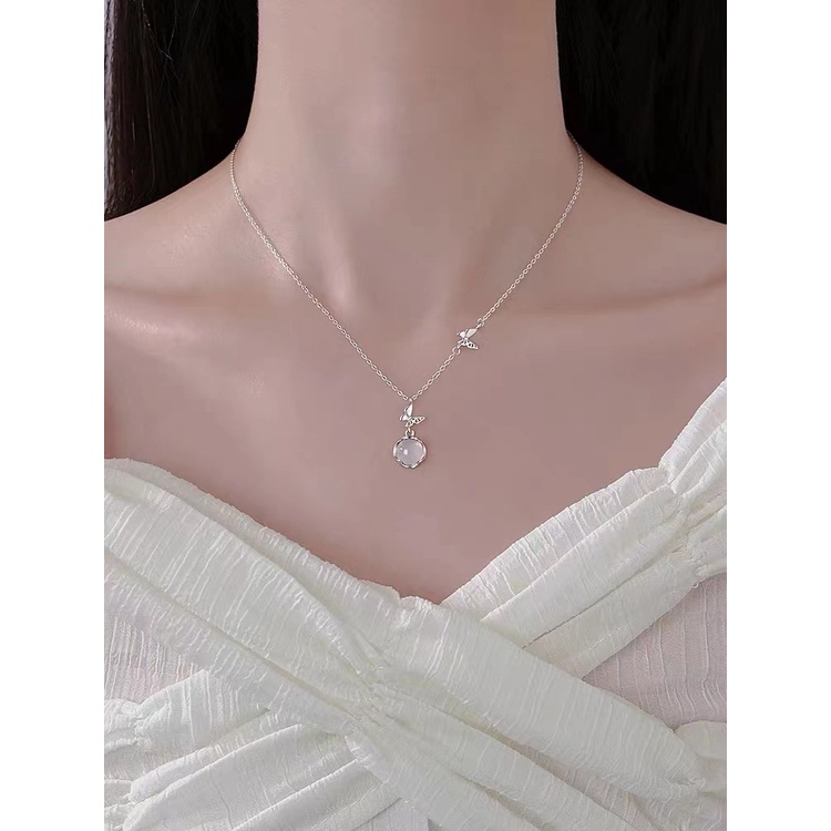 สร้อยคอโซ่เงินแท้ S925 จี้รูปผีเสื้อ เครื่องประดับแฟชั่น เรียบง่าย สําหรับนักเรียน ผู้หญิง ของขวัญแต่งงาน ขายส่ง