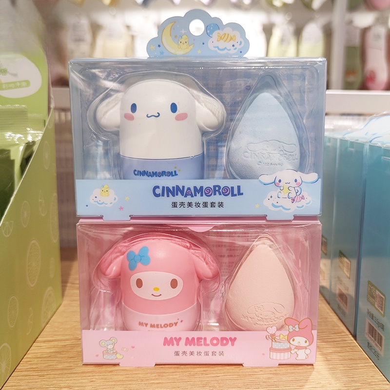 Miniso เครื ่ องสําอางไข ่ Sanrio Smear-Proof แต ่ งหน ้ าชุด Cinnamoroll Babycinnamoroll Melody แป ้ งพัฟเครื ่ องปั ่ นความงาม MHPQ
