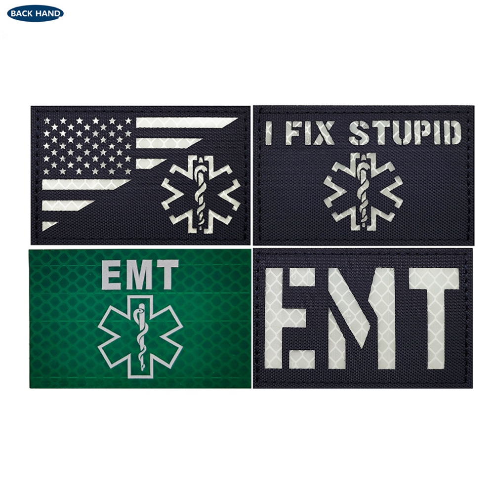 Life Star Medical Rescue EMT EMS เทคนิคการแพทย์ฉุกเฉินสะท้อนแสง Velcro Armband Medical Kit สติกเกอร์