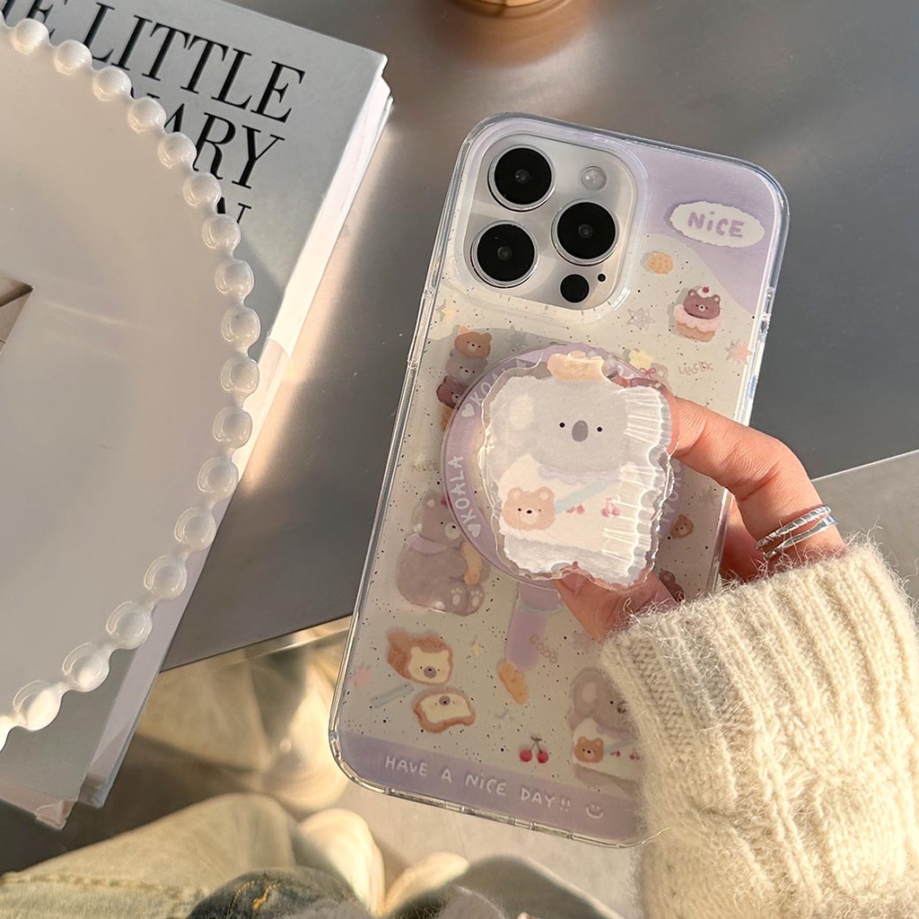 เคสโทรศัพท์มือถือแบบแข็ง ลายโคอาล่า พร้อมแม่เหล็ก สําหรับ iPhone 12 12Pro 12ProMax 13 13Pro 13ProMax 14 14Pro 14ProMax 15 15Pro 15ProMax