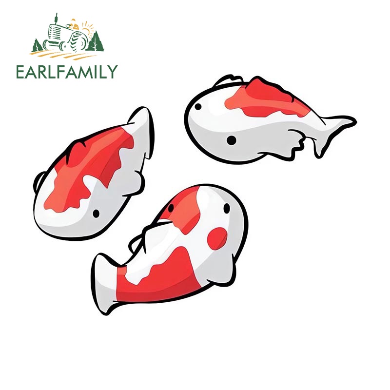 Earlfamily สติกเกอร์ ลายปลาคาร์พน่ารัก ขนาด 13 ซม. สไตล์ญี่ปุ่น สําหรับติดตกแต่งตู้เย็น แล็ปท็อป JDM