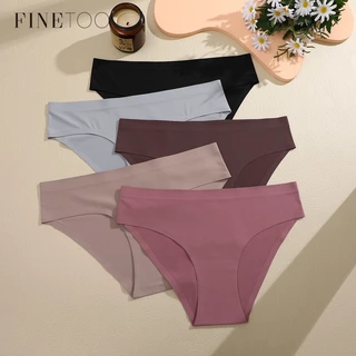 Finetoo กางเกงชั้นใน ไร้รอยต่อ สําหรับผู้หญิง สีพื้น ชุดชั้นใน นุ่ม และสบาย
