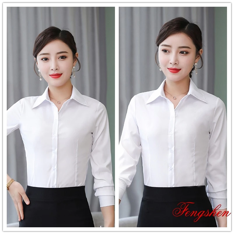 เสื้อเชิ้ตผู้หญิงแขนยาวสีขาว เสื้อผ้าแฟชั่นผู้หญิง เสื้อทำงานไซส์ใหญ่สไตล์เกาหลี ใส่สบายระบายอากาศได้ดี thumbnail 10