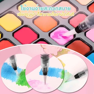 36/48สี สีน้ำก้อน Watercolour Set ชุดพู่กันงานศิลปะ ชุดระบายสีน้ำ สีน้ำอัดแข็ง พร้อมพู่กัน1ชิ้น แปรงสีน้ำ สีน้ำเซ็ทใหญ่