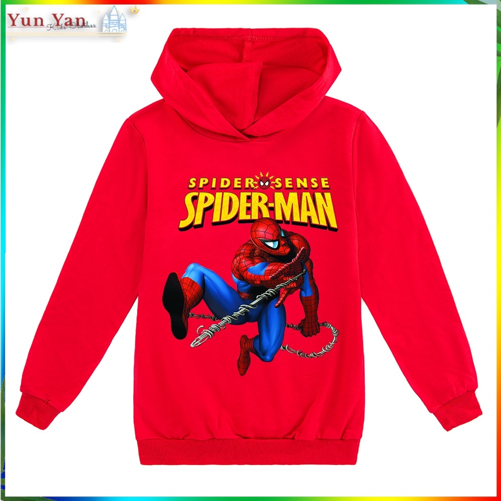 Spider-Man การ์ตูนพิมพ์ Hoodie แฟชั่น Casual เด็กชายและเด็กหญิง Hoodie เด็กเสื้อผ้าแขนยาว