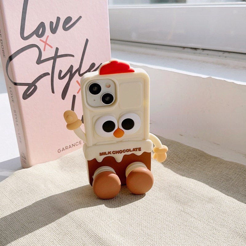 เคสซิลิโคน ลายการ์ตูนช็อคโกแลต 3D พร้อมขาตั้ง สําหรับ OPPO A78 A57 A77s A77 A55 A54 A16 F11 A5 A9 20