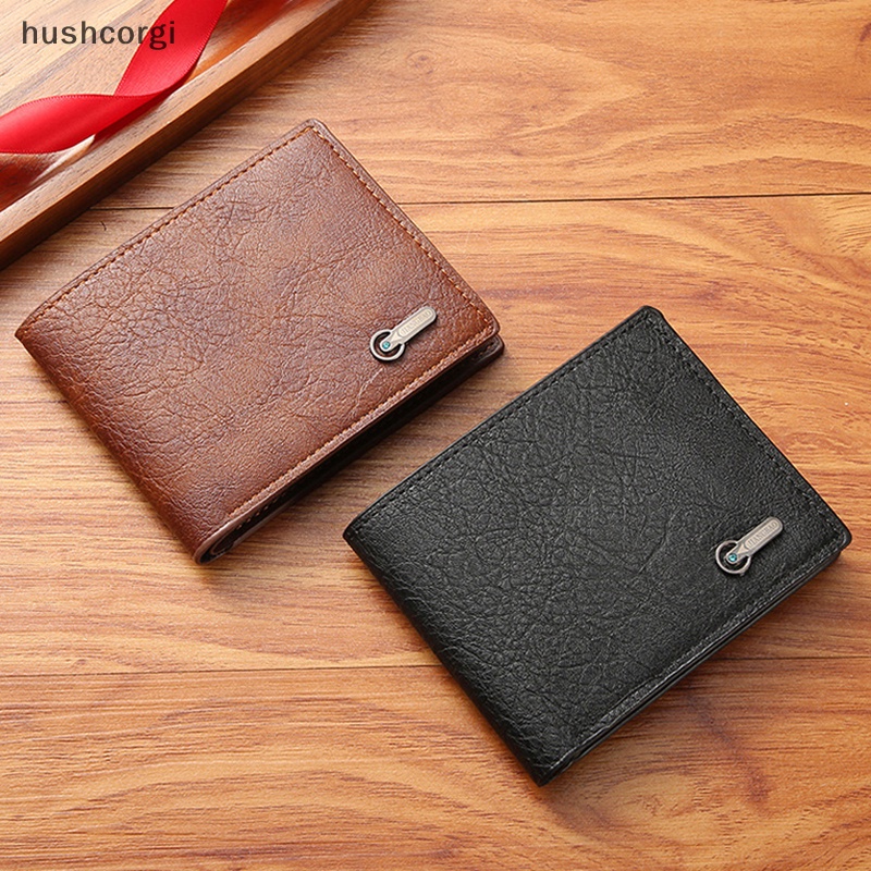 [hushcorgi] ใหม่ กระเป๋าสตางค์ ใบสั้น หนัง PU สไตล์วินเทจ ใส่บัตรประจําตัวประชาชน เปลี่ยนเงินได้ ความจุขนาดใหญ่ สําหรับผู้ชาย พร้อมส่ง