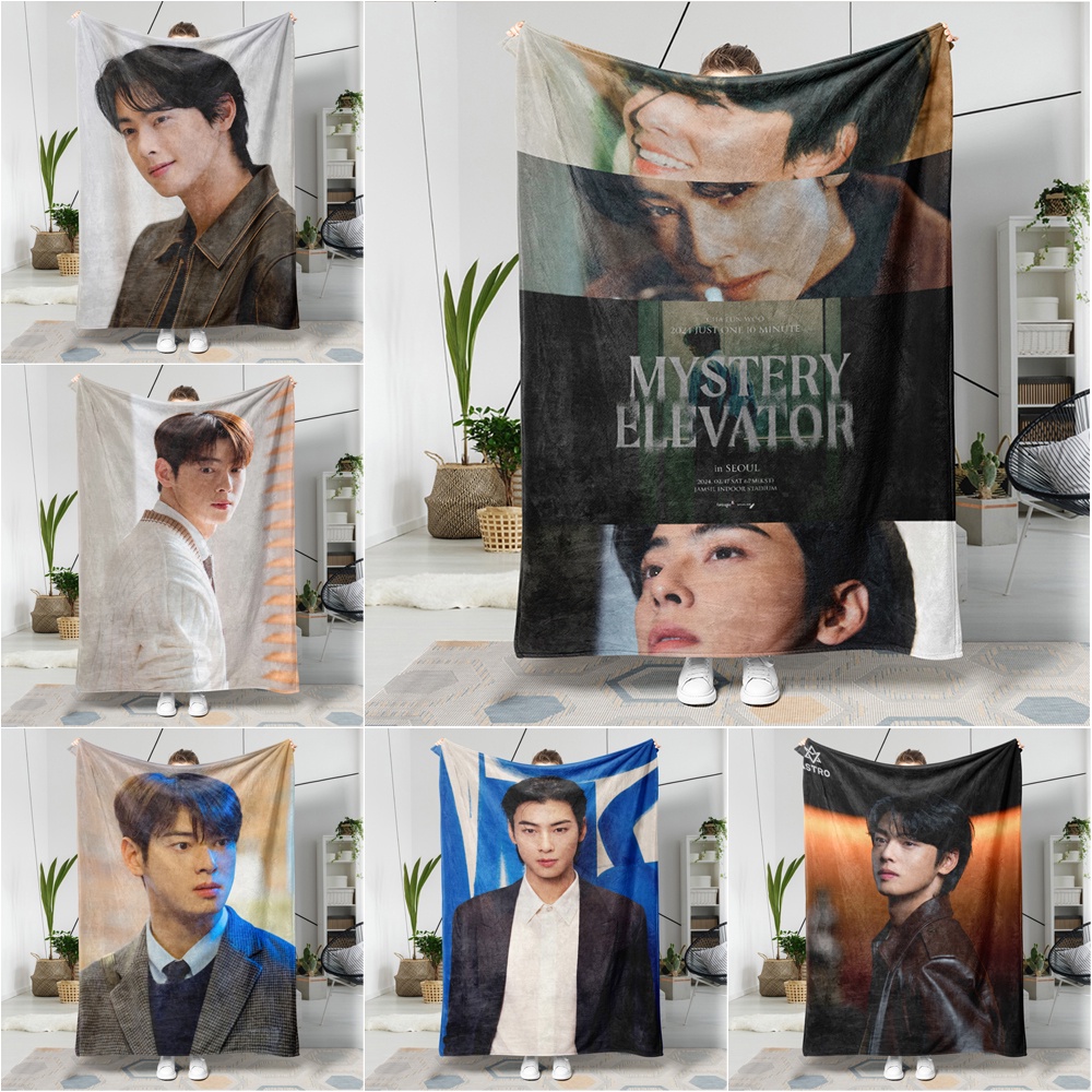 ผ้าห่มสักหลาด พิมพ์ลาย ASTRO Cha Eun Woo เหมาะกับของขวัญ สําหรับคน