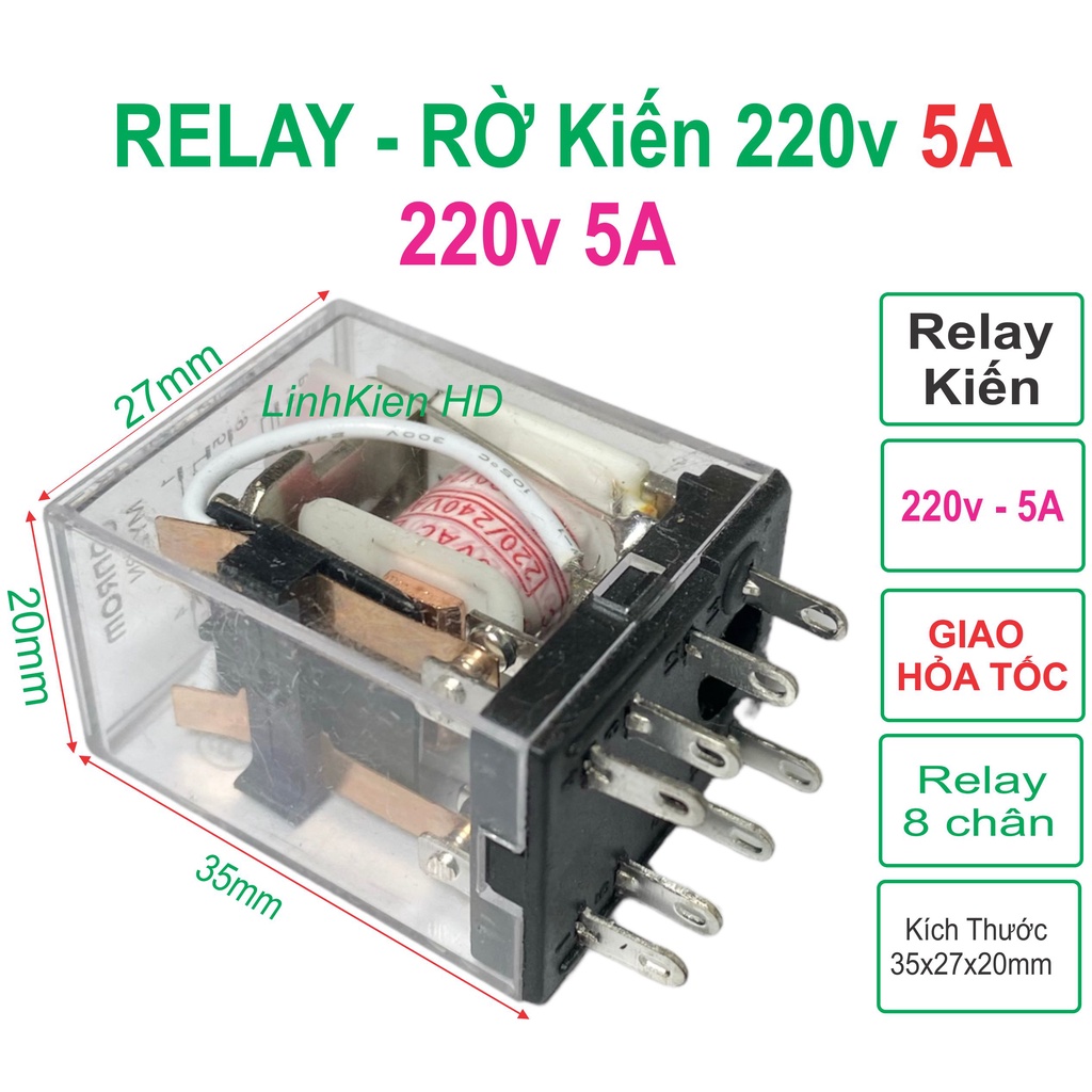 Relay Ant 8 Pin 220v - 5A โปร ่ งใส - LinhKien HD
