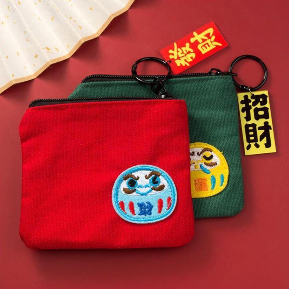 Caramelo Lucky Purse กระเป๋าใส่เหรียญความจุขนาดใหญ่ Lucky Charm ซองใส่บัตรผ้าแคนวาส