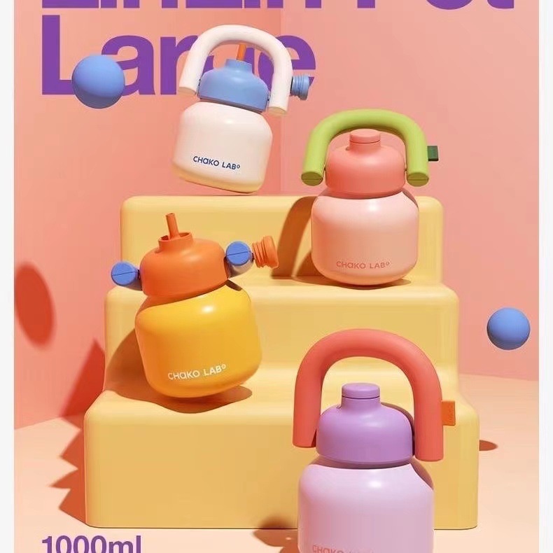 [พร้อมส่ง] Chakolab กระติกน้ําร้อน เย็น สเตนเลส 316 ความจุเยอะ 1,000 มล. พร้อมหลอดดูด น่ารัก สําหรับผู้หญิง