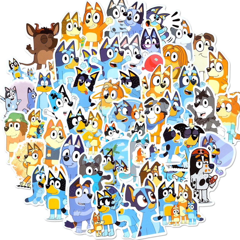 50Pcs/Set B.l.u.e.y Series 04 Funny Kids Reward Stickers DIY Fashion Waterproof Doodle Decals Stickers