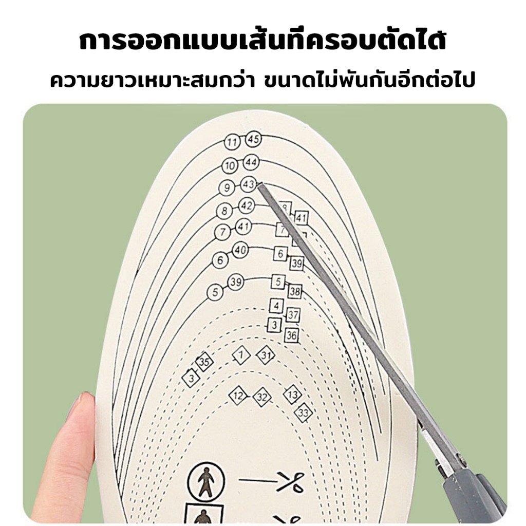 LerThai พื้นรองเท้ายางพารา ดูดซับเหงื่อได้ดี ระบายอากาศได้ดี ระงับกลิ่นกาย shoes insole