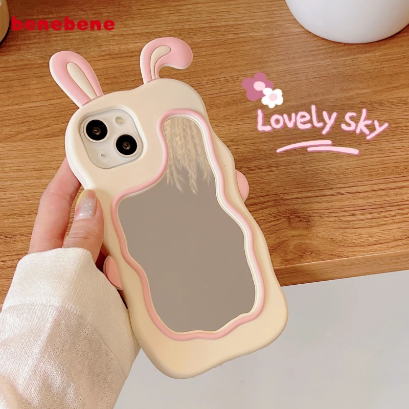 Medium Mirror Rabbit Soft Apple Phone Case Back Protection Case เหมาะสําหรับ iphoneCases/iPhone14