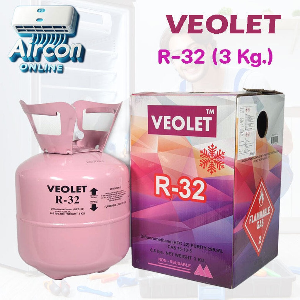 น้ำยา R-32 พร้อมใช้งาน ยี่ห้อ VEOLET ขนาดบรรจุ 3 Kg.