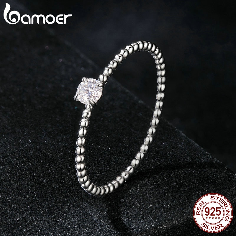 Bamoer แหวนเงินสเตอร์ลิง 925 0.1ct เครื่องประดับแฟชั่น สําหรับผู้หญิง MSR046 ราคา ถูกที่สุด ดีลบีเคเค