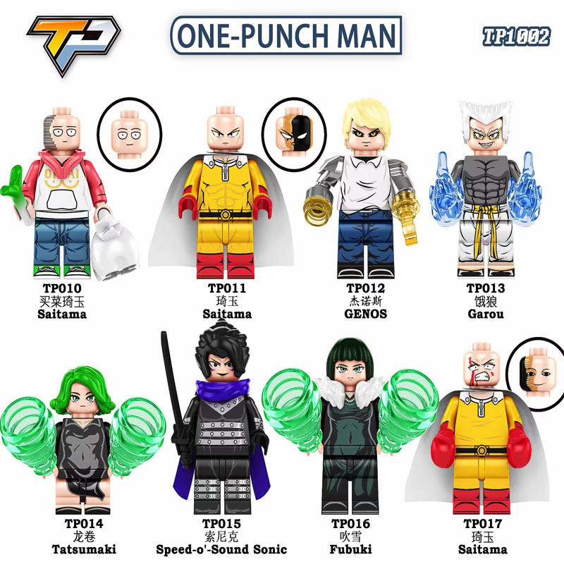 ของเล่นตัวต่อฟิกเกอร์ One Punch Man Saitama Garou GENOS ขนาดเล็ก