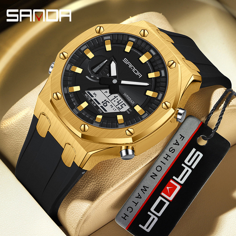 Sanda Oak นาฬิกาข้อมืออิเล็กทรอนิกส์ กันน้ํา อเนกประสงค์ สําหรับผู้ชาย SD3309-6
