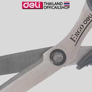 กรรไกรสเตนเลส Deli สำหรับตัดกระดาษและผ้า ขนาด 170mm (6 3/5 นิ้ว) คม ตัดขาดในครั้งเดียว ใช้ดี ทนทาน