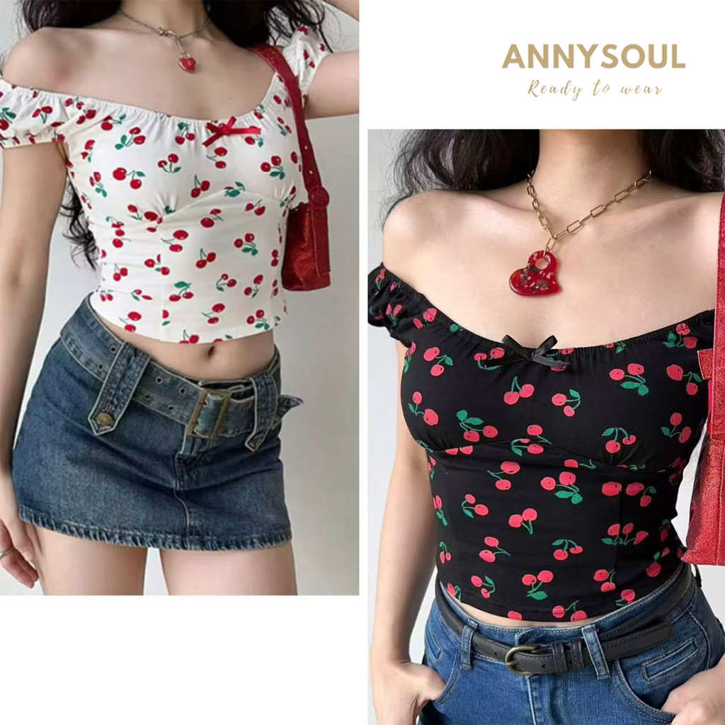 เสื้อครอปแขนสั้น สไตล์หวานแขนพอง