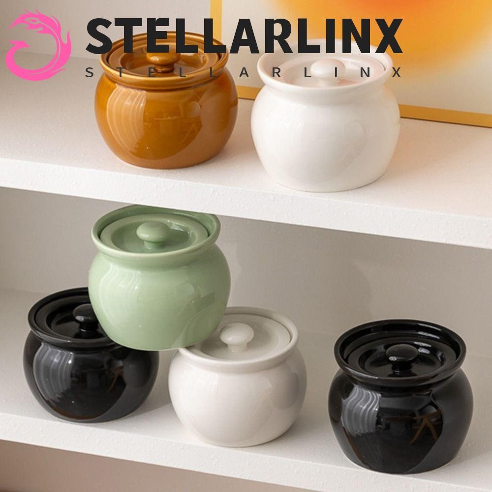 Stellarlinx หม้อสตูว์เซรามิก, 350ml/400ml หม้อนึ่งพอร์ซเลนความจุขนาดใหญ่, เครื่องครัวหนาป้องกันการระเบิดทนความร้อนฝาปิดชามสตูว์ครัว